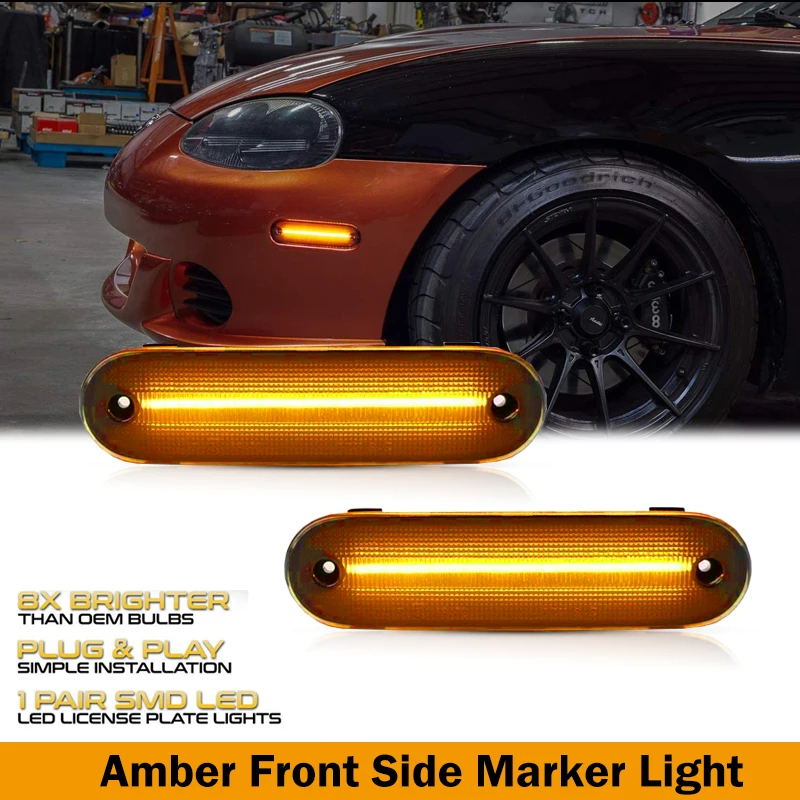 For Mazda Miata MX-5 MX5 1990-2005 Clear & Smoked Lens LED Side Marker Lamp Ambe