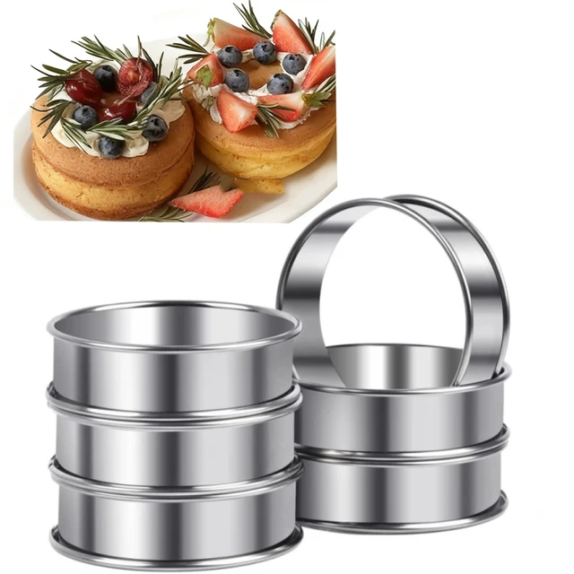 Moule à gâteau Mousse en acier inoxydable, résistant à la chaleur, rond perforé, anneau à tarte, biscuits, pâtisserie, coupe-cercle, outils de cuisson, 6 pièces 1