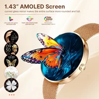 Montre connectée pour femme MEVADEN avec écran AMOLED de 1,43 pouces, ultra-fine de 8,5 mm, en acier inoxydable de luxe, moniteur de santé, montre de sport H33 4