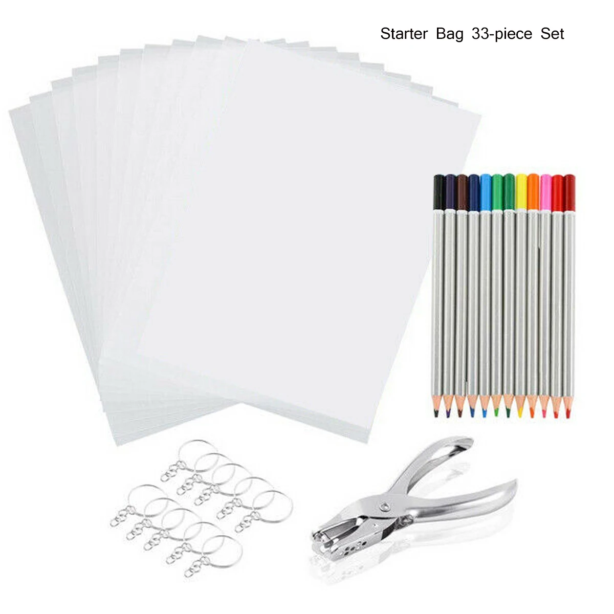 145/198Pcs Heat Shrink Plastic Set Shrinky Art Film Paper Sheet Kit Punch  Keychains Earring Pencils DIY Kit Drawing Art Supply - AliExpress