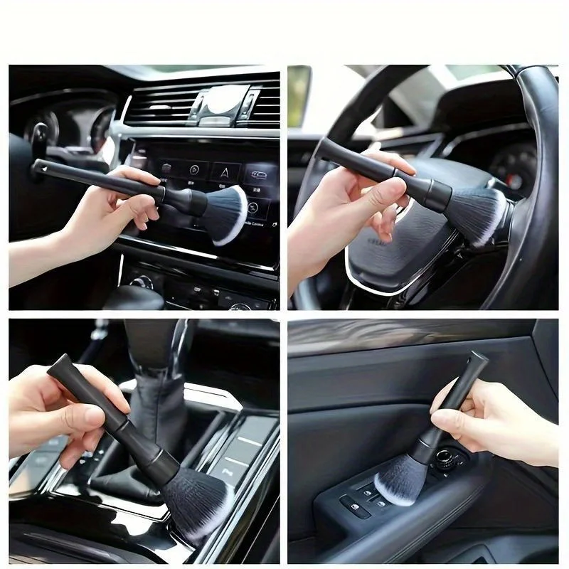 1pc S/L Car Interior Detail Brush - Soft Bristle Cleaning Tool for Motorcycle & Car Dashboard Dust Removal 2