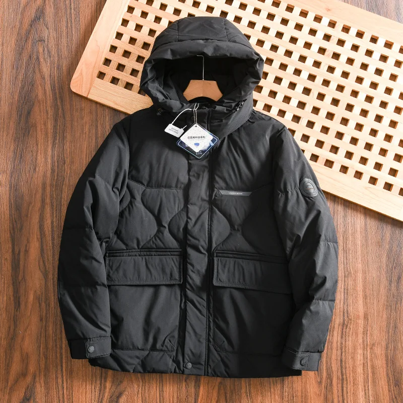 Men's Hooded Eiderdown Jacket 90 Down Graphene Technology Fabric Thick Warm Outdoor Trekking Camping Ski Tooling Coat Winter