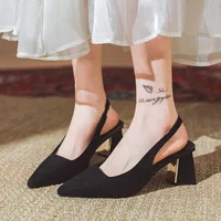 2025 Brand Women Shoes Spring New Quality Women's Pumps Fashion Pointed Shallow Pumps Office Lady Shoes Trend Mid-heel Sandals 1