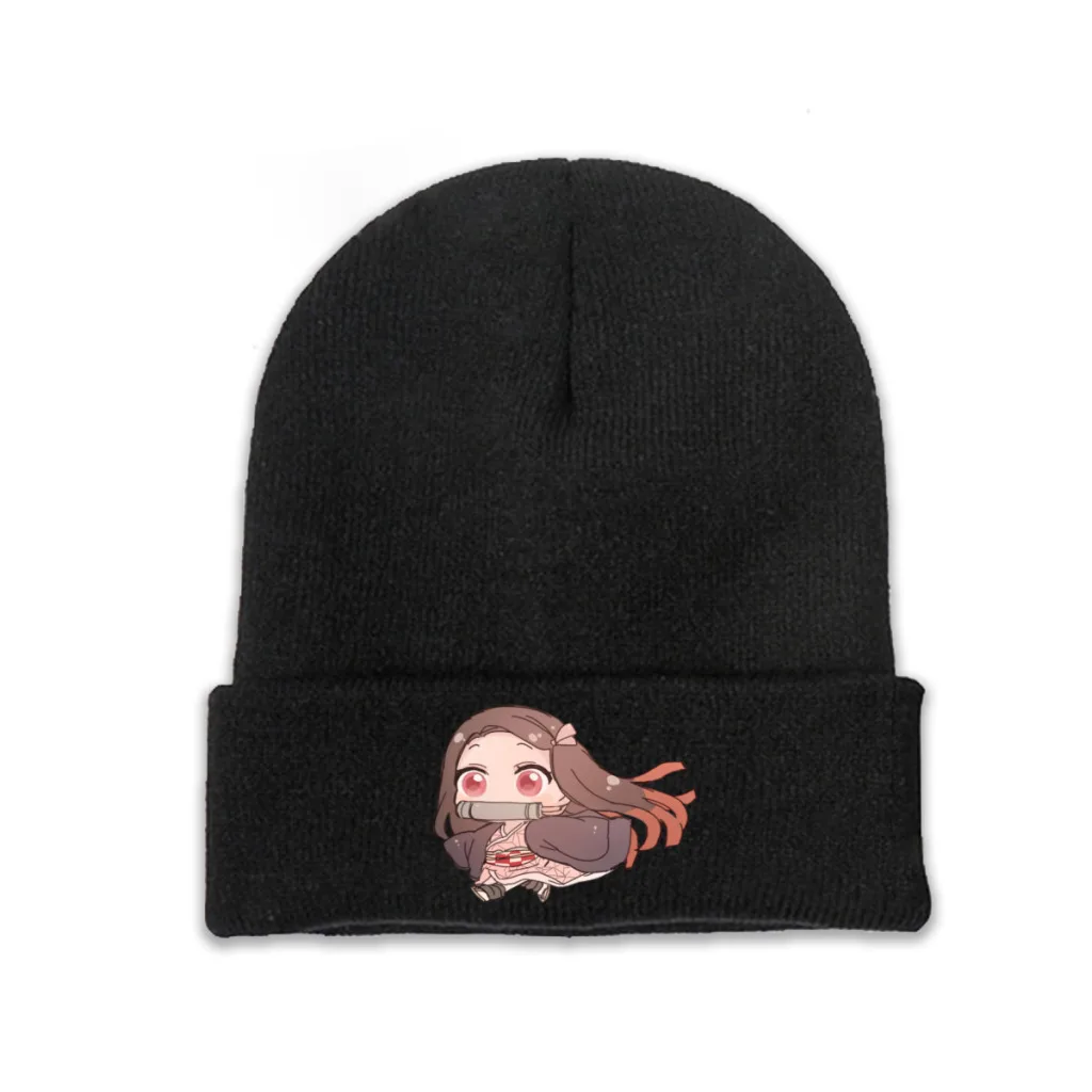 

Knit Hat Demon Slayer Kimetsu no Yaiba Anime Winter Warm Beanie Caps Nezuko Kamado Chibi Men Women Fashion Casual Bonnet