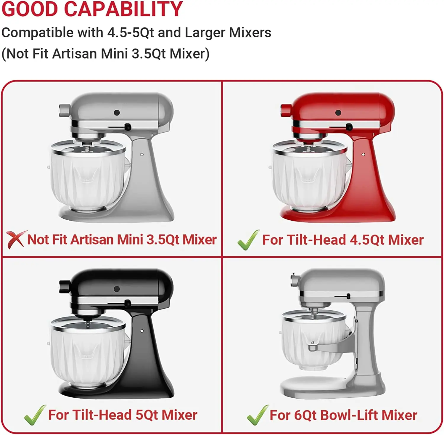 Stand Mixer Bowl Pack - Set of 2 - Fits 3.5-Quart KitchenAid Artisan Mini  Tilt-Head Stand Mixers, KitchenAid
