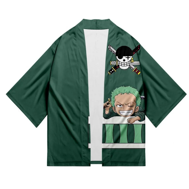 Adult Anime One Piece Cosplay Costume Kimono Portgas Monkey D Luffy Roronoa Zoro Cloak Cardigan Robe Print Casual Samurai Suit