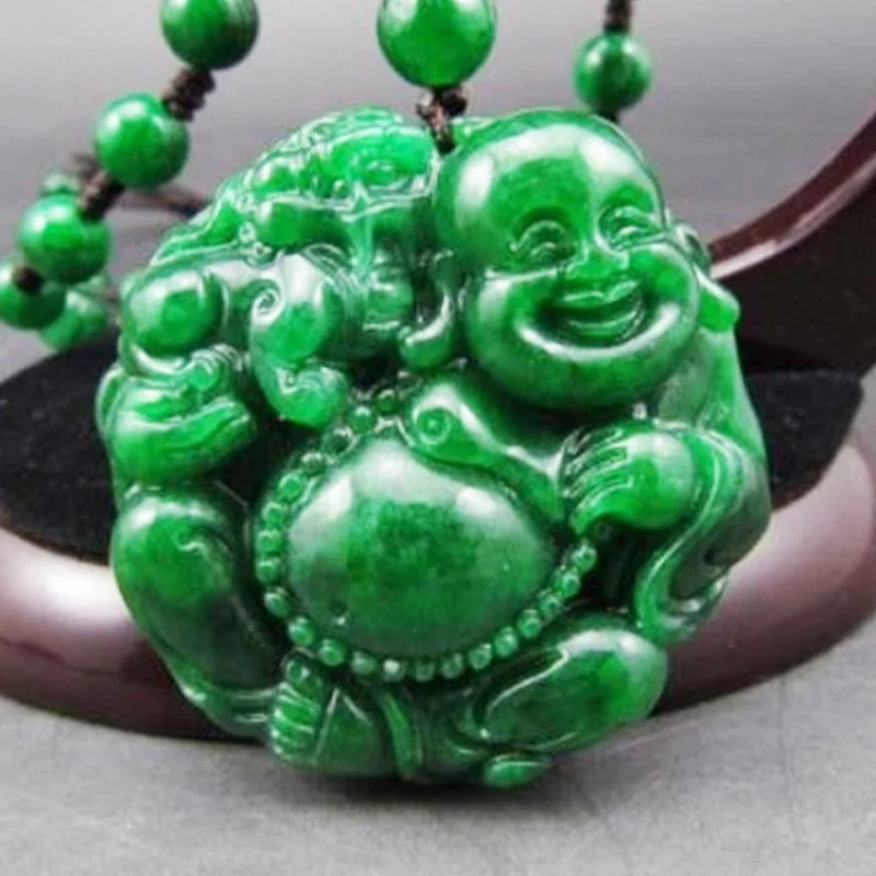 

Dry Green Iron Dragon Sheng Jade Buddha Statue Pendant