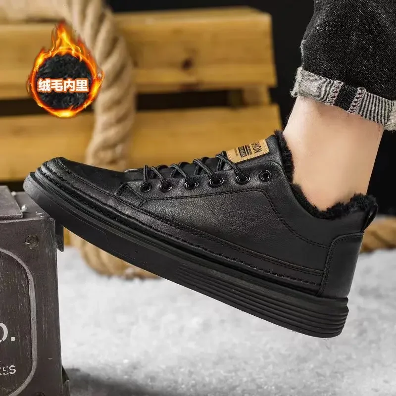 Description Picture 6 of itemMen's Velvet Thickened Warm Leather Shoes, Fashionable Anti Slip Wear-resistant Board Shoes Comfortable Casual Shoes in Winter