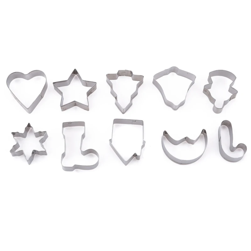 

10 шт./набор, новогодние формочки для печенья из нержавеющей стали