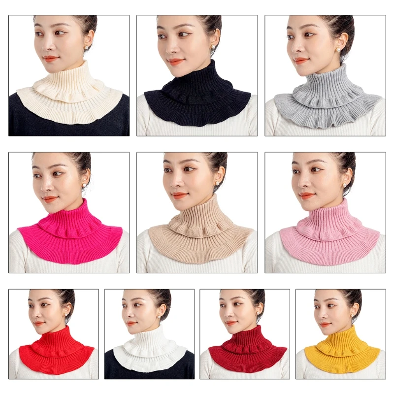 

Fake Collar Scarf Knitted Elastic False Collars Scarves Warm Winter Cycling Windproof Detachable Wrap for Women Girls