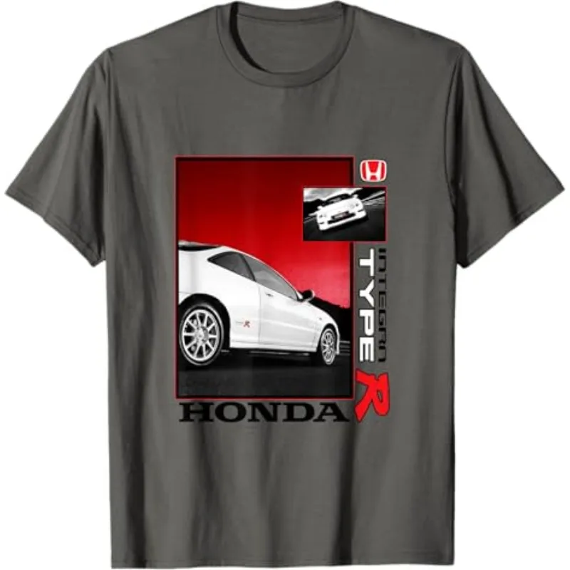 혼다 남성 및 여성 티셔츠 레이싱 오토바이 문화 셔츠 여름 빈티지 Integra Type R 레이싱 포스터 반팔