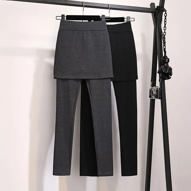 

Утепленные осенние женские леггинсы с плюшевой подкладкой, юбка из двух частей, хлопковые слитные зимние леггинсы с запахом на молнии, T64