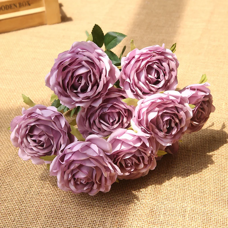 10 Teste Di Rose Artificiali In Seta – Fiori Finti Per Decorazioni Fai Da Te, Bouquet Da Sposa, Centrotavola E Matrimoni – Colori Misti - 4