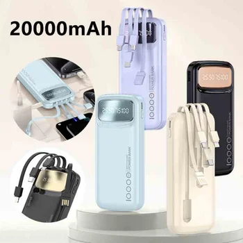 Power Bank da 20000 mAh con cavo di tipo C integrato Display digitale certificato CCC Caricabatterie esterno a ricarica rapida ultrasottile P