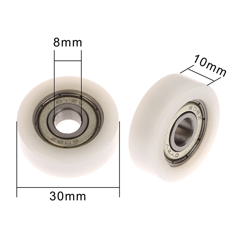 1Pcs 608 ZZ 8*30*10mm POM 나일론 라운드 타입 롤러 휠 POM 포장 608ZZ 베어링 풀리 플라스틱 휠 베어링 풀리