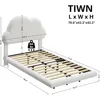 Twin Bed Frames with Cloud Headboard, Upholstered Boucle Floating Platform Bed with LED Lights, Solid Wooden Slats Support 2