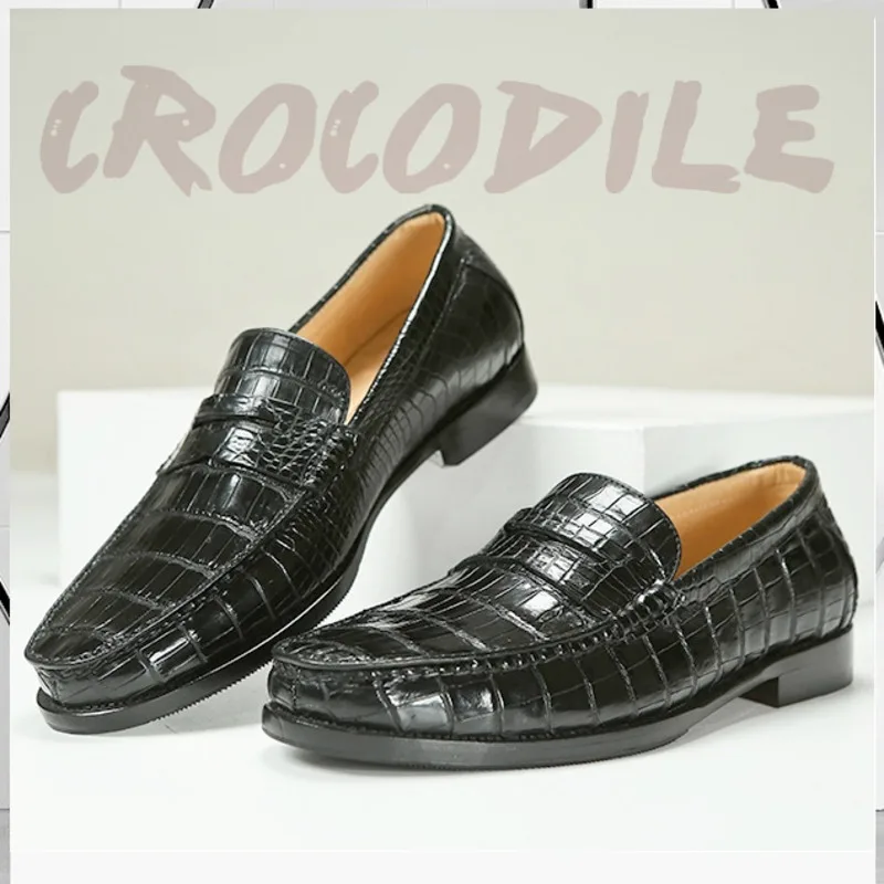 Authentic Crocodile Trendy Genuine Outsole Business Formal Shoes Men Casual Loafers Men's Leather Suede Shoes Oxford