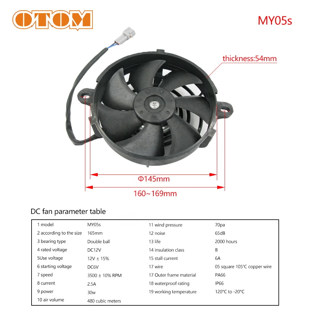 Motorcycle Cooling Fan OTOM Motorcycle One 4"/5" Radiator Fan Motocross Universal Ultrathin Large Flow Standard Motor Oil Cooler Electric Fan Accessory