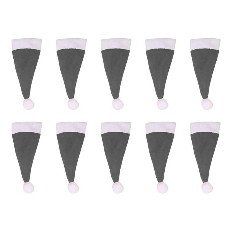 10pcs Miniature Christmas Hats for Seasonal Party Decoration Tableware Holders