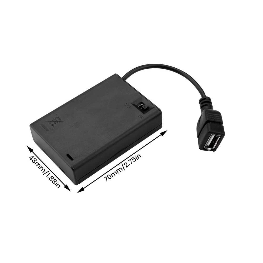 1PCS AA Power Battery Storage Case Holder LR6 Non-waterproof Box Switch for 5V USB LED Strip Lights