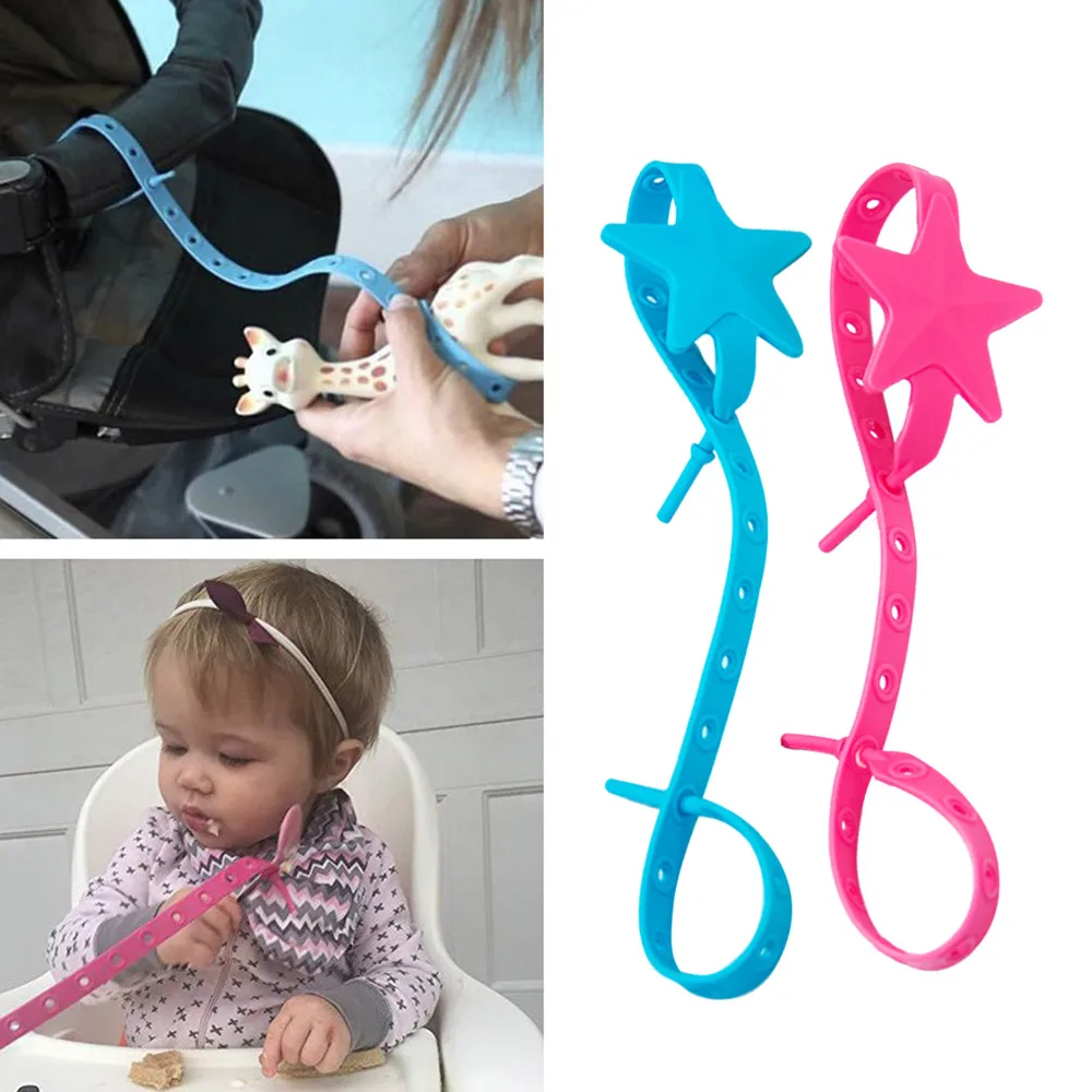 Baby Stroller Hook Silicone Star Pacifier Chain Non-toxic Teether