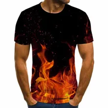 

2022 new flame graphic T-shirt 3D printed men's T-shirt summer casual tops fashion round neck shirt plus size streetwear