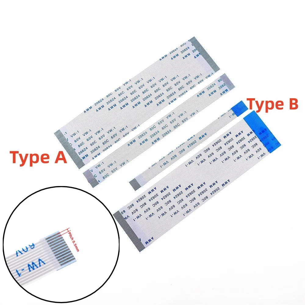 Cinta de CABLE plano Flexible, paso de 0,5 MM, 4, 6, 8, 10, 12, 16, 20, 30, 40, 50, 60, 68, 80 Pines, 10 piezas