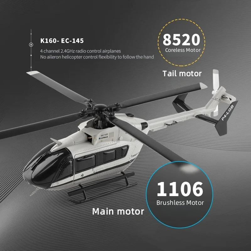 Hélicoptère RC Wltoys K160 EC-145 Brushless 2.4GHz 4CH