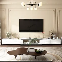 Modern TV Console Extendable Media Console, Adjustable Length, Contemporary Entertainment Center with Drawers and Legs, f 1