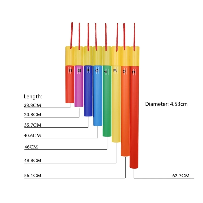 Orff 사운드 튜브 다채로운 Orff 8 톤 튜브 어린이 악기 장난감