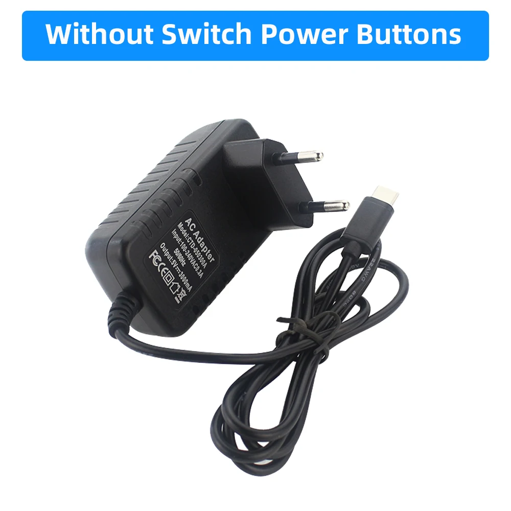 Universal Raspberry Pi Power Supply 5V 3A with USB Type C and Interchangeable Plugs