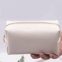 Girls Cute Solid Cosmetic Bag PU Leather Makeup Handbag Women Travel Toiletry Storage Pouch Waterproof Organizer Make Up Case 2