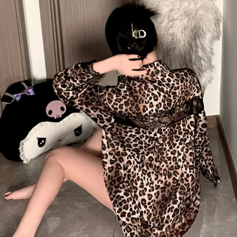 Sexy Lingerie Woman Boyfriend-style Shirt Sexy Plus-size Pajama  with Thin Fabric  Lace Nightgown for Ladies Sexy Nightgowns - Image 5