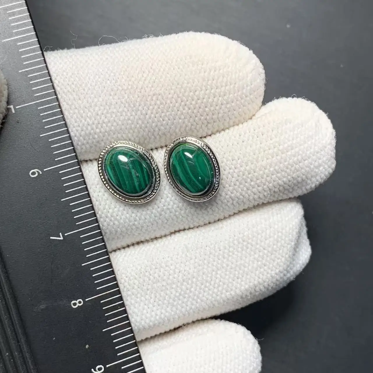 7MM Natural Malachite Stud Earrings For Women stainless steel Vintage Femme Gift Prevent Allergy Fine Jewelry Stone