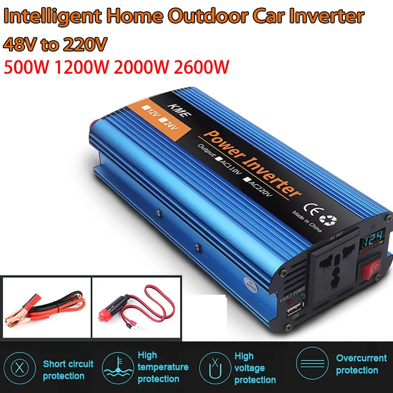 

48V to 220V Intelligent Home Outdoor Car Inverter USB Universal Socket Modified Sine Wave Solar Inverter Power Converter