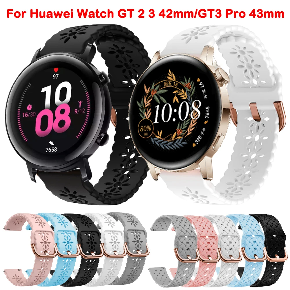 

Replacement 20mm Lace Silicone Watchband For Huawei Watch GT 2 3/GT3 GT2 42mm/Pro 43mm Bracelet Honor Magic 2 Girls Woman Straps