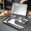 Kitchen Food Storage Tray Stainless Steel Serving Plates BBQ Steamed Spices Buffet Dishes Household Organizers Utensils 3