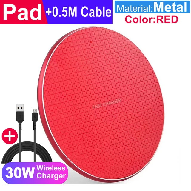 TORAS 30W Wireless Charger for iPhone 11 Xs Max X XR 8 Plus 30W Fast Charging Pad Ulefone Doogee Samsung Note 9 Note 8 S10 Plus 30W Red