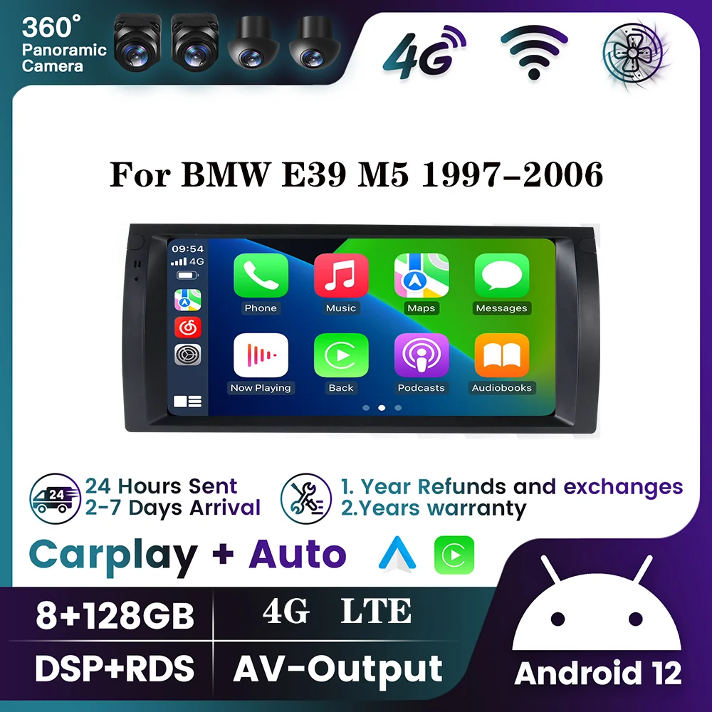 

Android 12 DSP Carplay Car Multimedia Player For BMW E39 M5 1997-2006 CarPlay Auto GPS Navigation Stereo Car Radio BT 4G LTE RDS