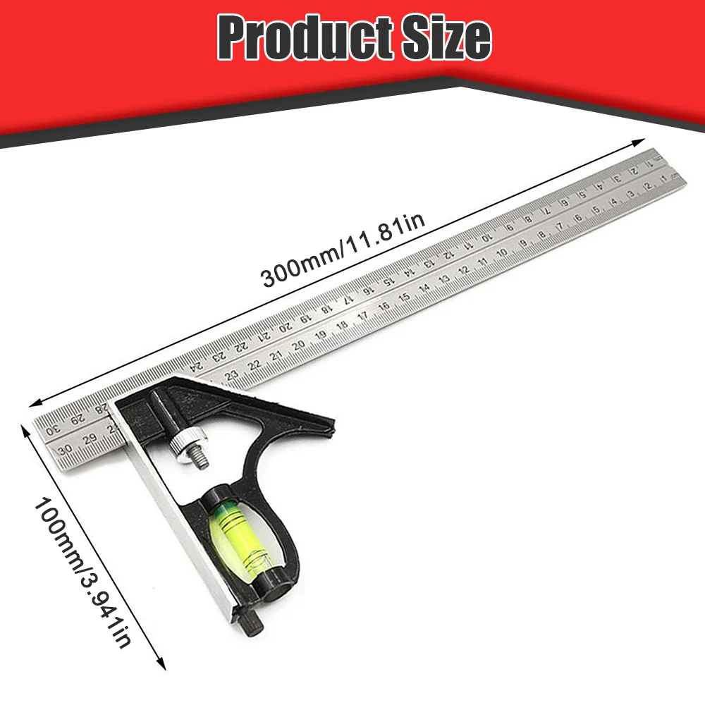DIY Precise Stainless Steel Aluminum Measuring Tools Adjustable Woodworking Right Angle Ruler Protractor