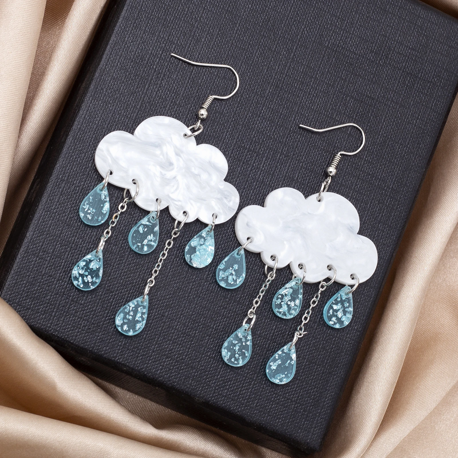 Raindrops Fashion Rainbow Cloud Colorful for Girls Cute Creative Clouds Water Droplets Dangle Earrings Jewelry for Girls drop earrings,dangle earrings