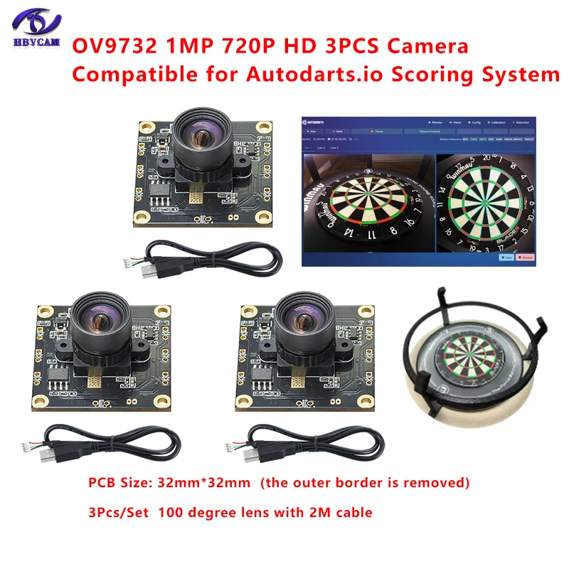 Camera Module OV9732 100 degrees 3PCS 1MP for Autodarts Scoring System