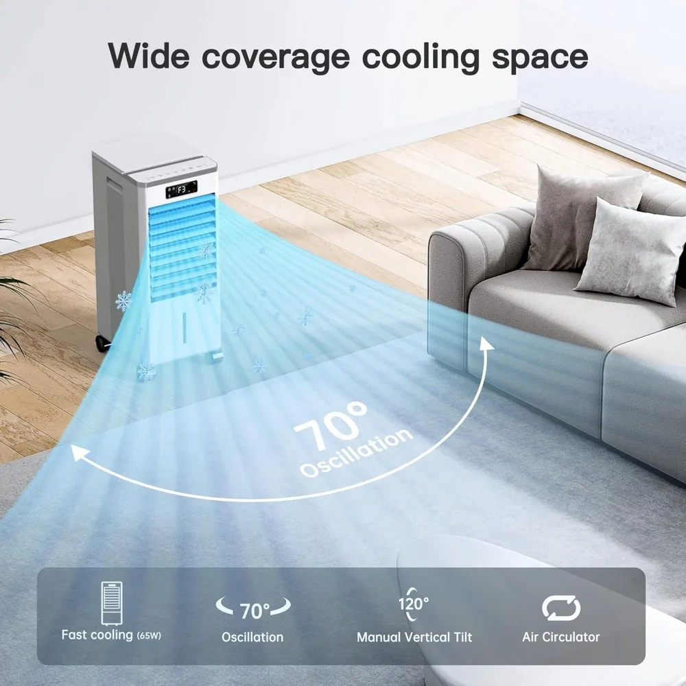 Windowless Portable Air Conditioners, Evaporative Air Cooler w/3 Modes & 3 Speeds, 12H Timer for Smart Auto-off, 2-Gal Tank 4 Windowless Portable Air Conditioners, Evaporative Air Cooler w/3 Modes & 3 Speeds, 12H Timer for Smart Auto-off, 2-Gal Tank 4