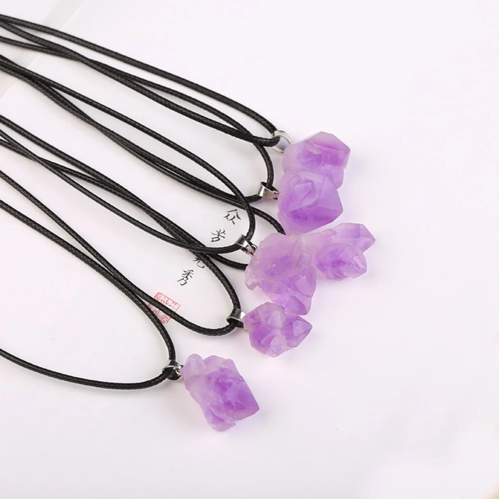 

Natural Stones Amethyst Pendant Irregular Natural Raw Stone Crystal Bracelet for Women Gemstone Necklace Jewelry