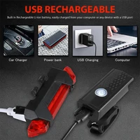 Ensemble de feux de vélo, phare arrière de vélo, Rechargeable par USB, ensemble de feux avant et arrière pour vtt, lampe de poche pour cyclisme, accessoires de vélo 3