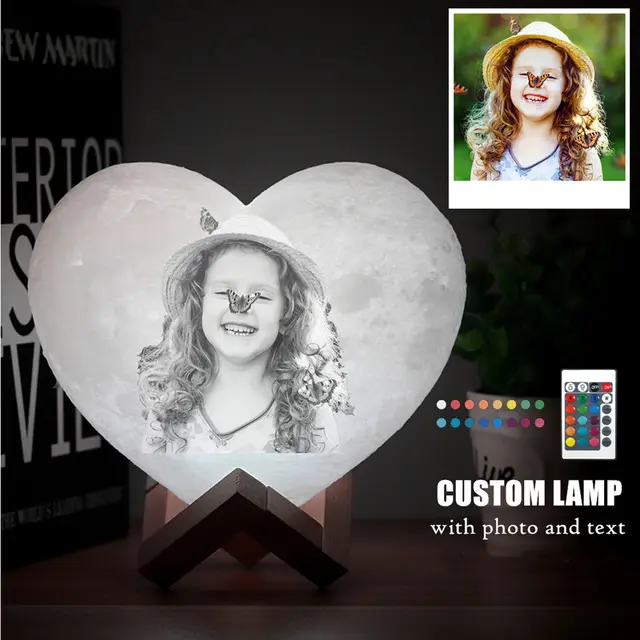 Custom Heart 3D Printed Moon Lamp 2
