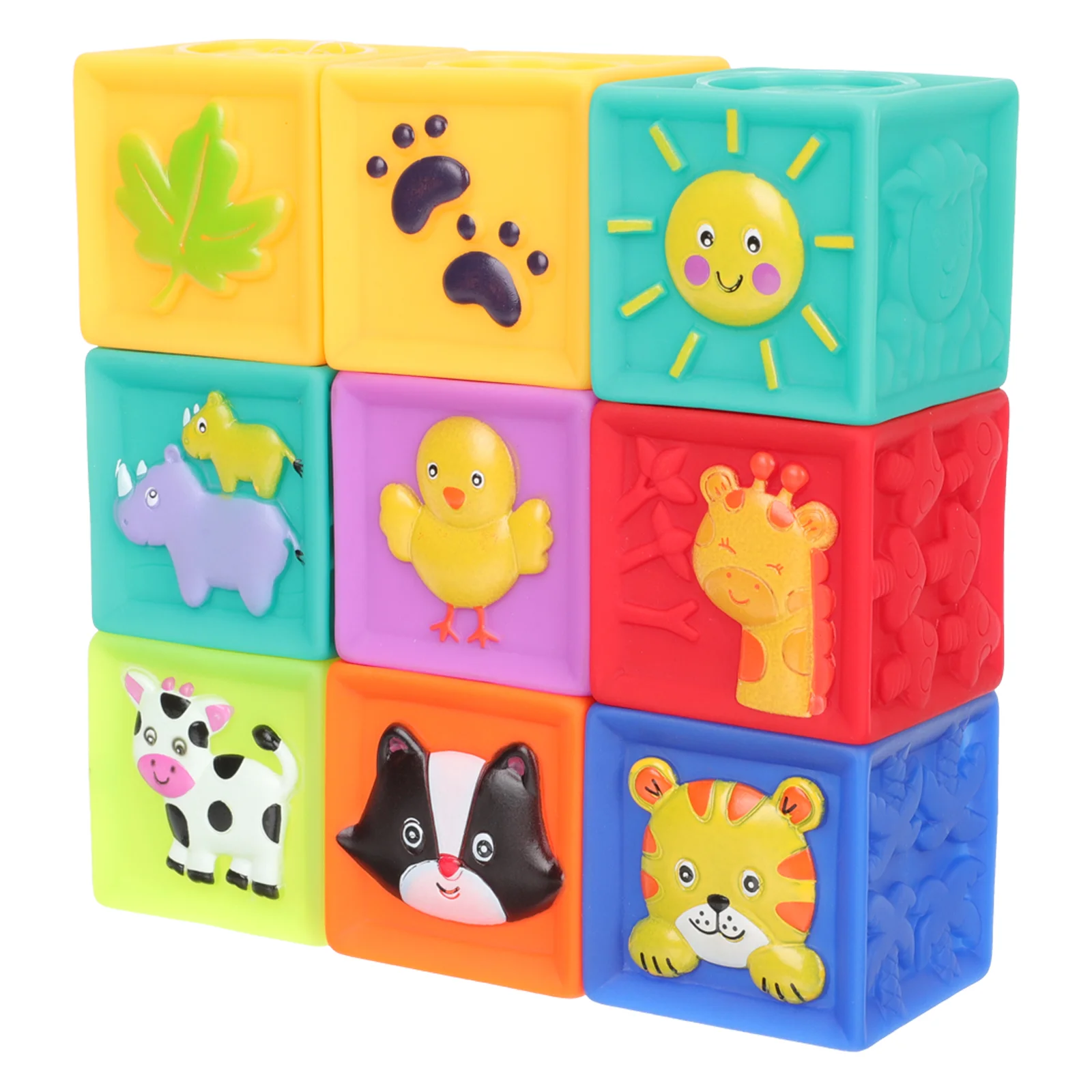 

9 Pcs Soft Rubber Building Blocks Baby for Shower Toddlers 1-3 Toy Toys Kids Educational Stacking Infant PVC Set Early Learning
