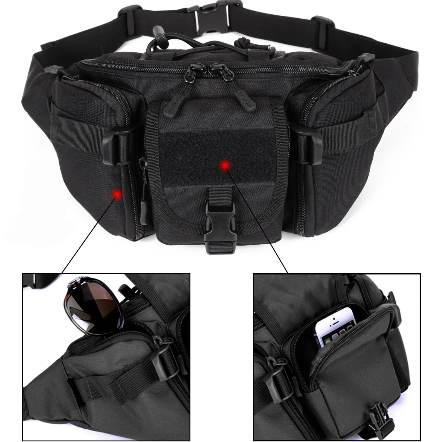 Tactical Waist Pack, Military Fanny Pack for Men - Perfect for Cycling, Camping, Hiking, Hunting & Fishing - Durable 4