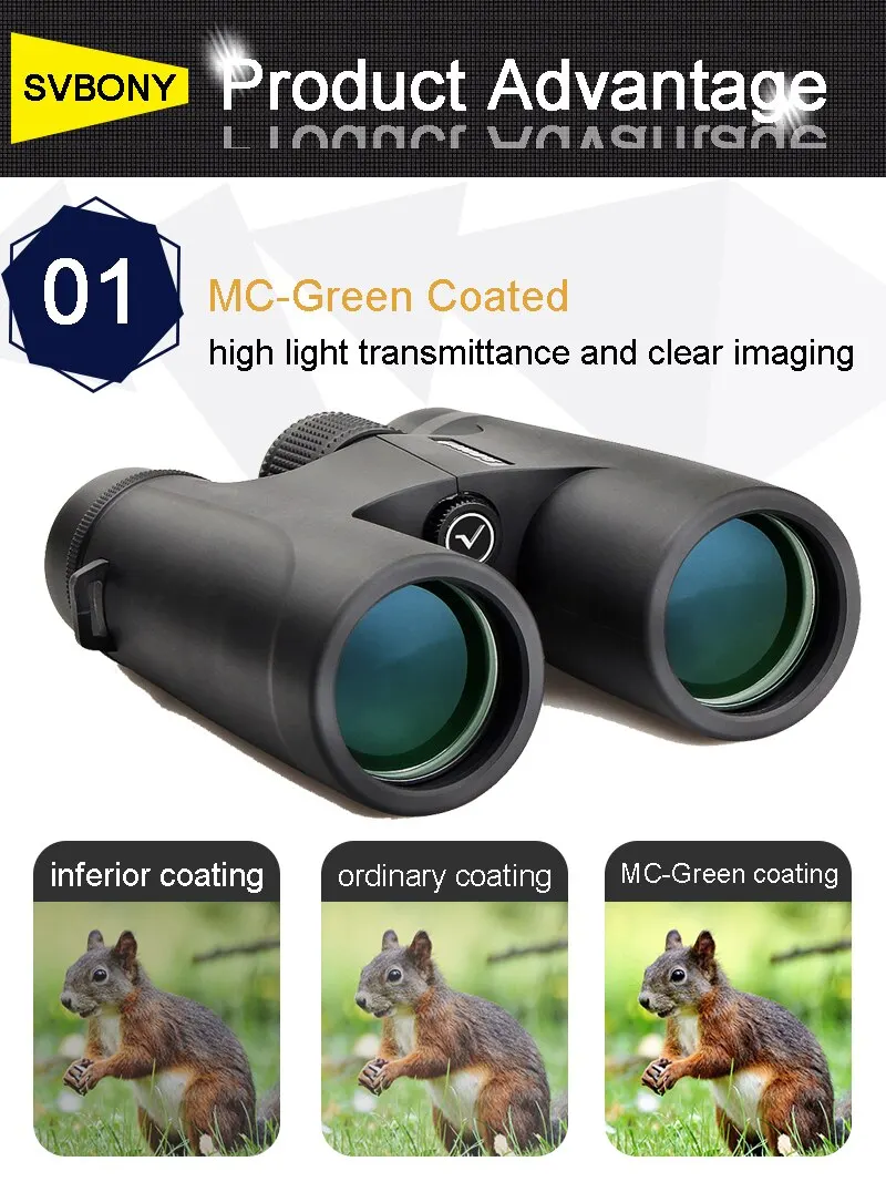 Svbony F9333A/F9333B Binoculars 10X42/8X32 Telescope Powerful Professional HD Long Range Camping Equipment For Traving Suvival 2