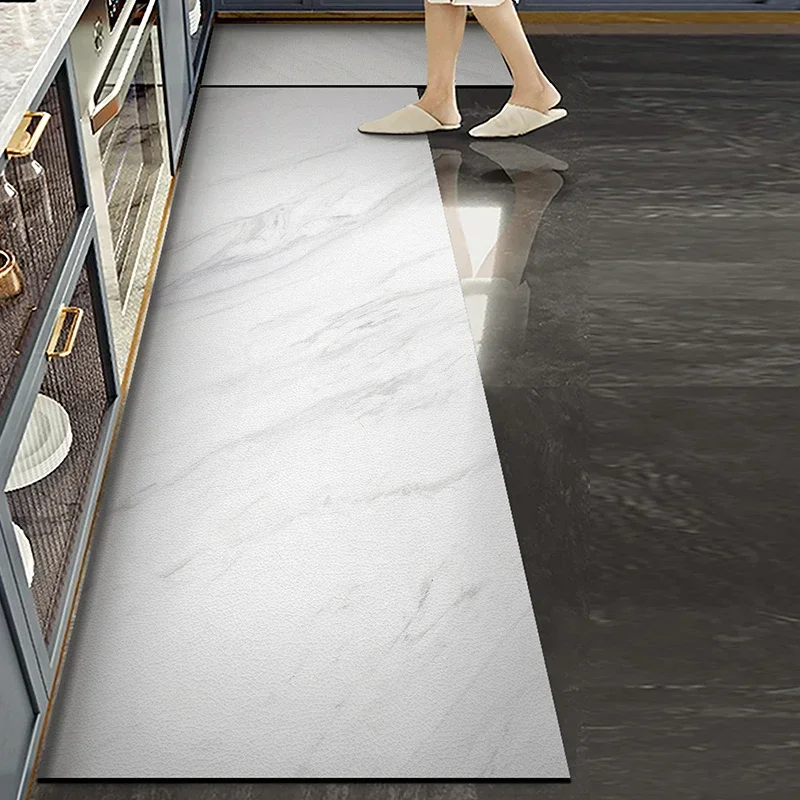 Kitchen Carpet Pvc Waterproof Leather Mat Home Decoration Marble Floor Mats Non-slip Oil-proof Long Rug Alfombras Cocina 주방바닥매트 3